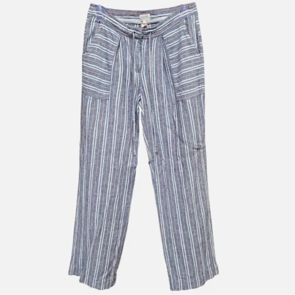 Laundry By Shelli Segal Women's Striped Linen-Blend Pants - Picture 1 of 9